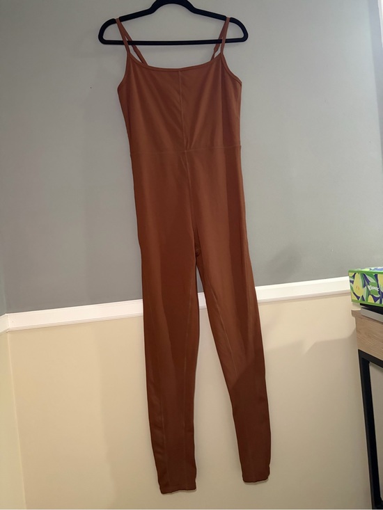 Francesca's Collections Pants - Mi Ami Francesca’s Brown Jumpsuit Adjustable Straps Stretch One Piece Athleisure